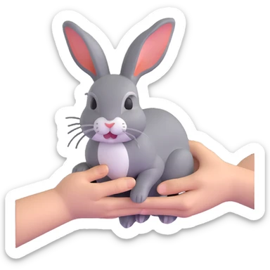 person petting rabbit sticker