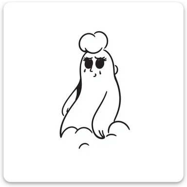 A hand-drawn soul or spirit crying tears, emotional essence sticker