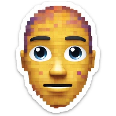 y2k user interface artificial inteligent with a face generated by pixels sticker