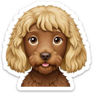 brown labradoodle blonde girl  sticker