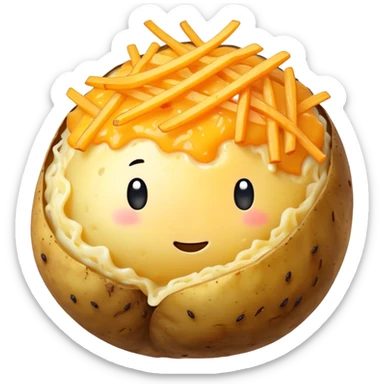 golden roasted potato with grated cheese and black pepper sticker