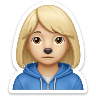 Dog wearing hoodie and wig sticker