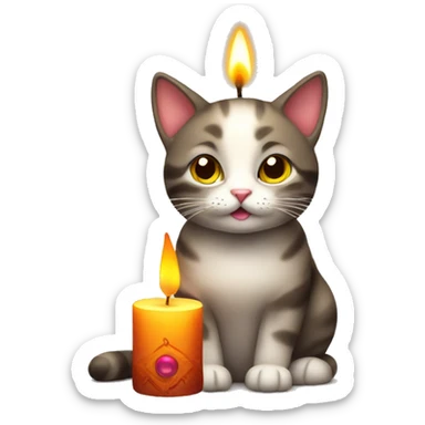 Cat With candle sticker