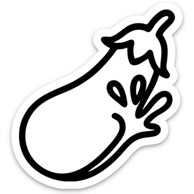 an eggplant with a splash of white liquid, minimal and bold, icon style sticker