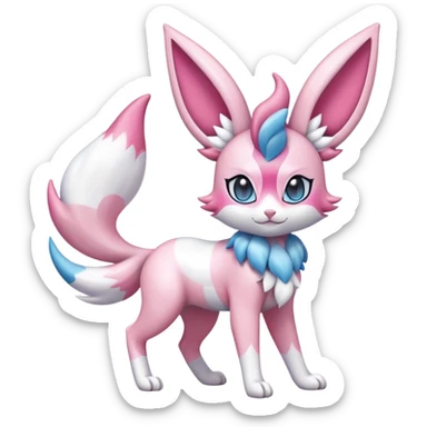 Sylveon-Delcatty-Fakémon-hybrid-creature (full body)  sticker