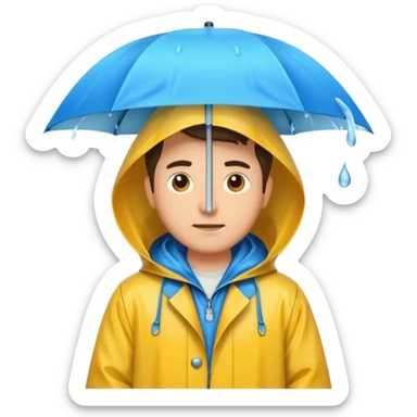 man wearing a raincoat sticker