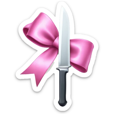 silver knife with a pink bow sticker