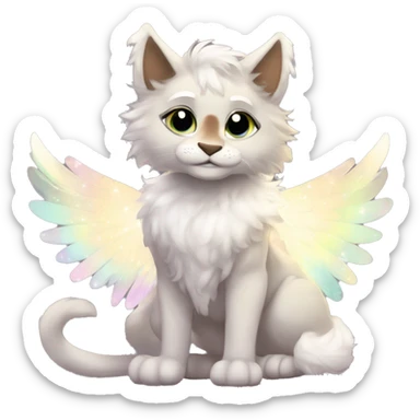 Furry, sparkle, iridescent, colorful, pastel, edgy, cool, fantasy beautiful, brown, beige, white, divine, godly, angelic, animal, anthro, full body, fursona, feline sticker