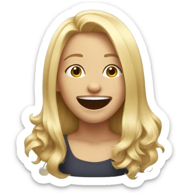 Blonde girl shoulder length hair laughing hysterically  sticker