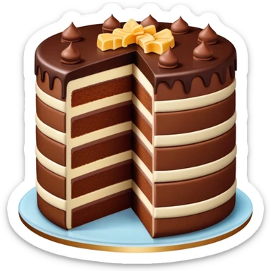 cake with a bite taken out of it, showing the inside layers sticker