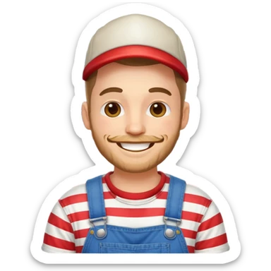 redneck guy with american flag overalls sticker