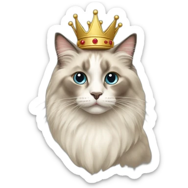 Ragdoll cat with a crown in his head sticker