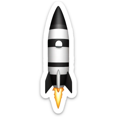 create a rocket emoji rocket black use only blac and white sticker