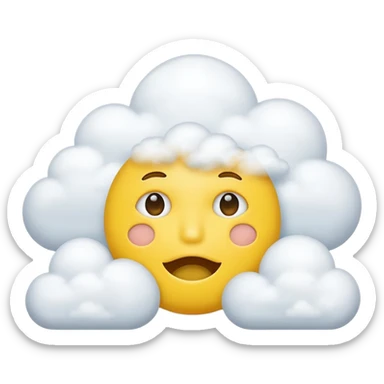 Yellow circle face covered in clouds cover a mouth add clouds on face cover clouds on mouth sticker