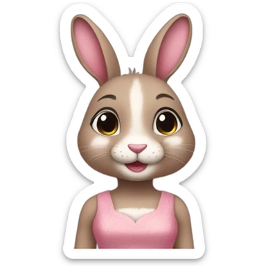 anthro rabbit in a pink dress sticker