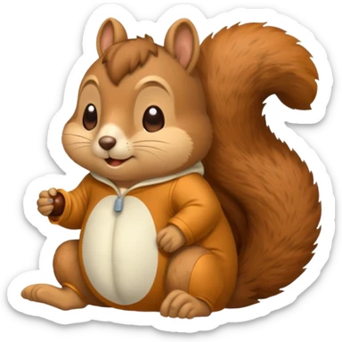 squirrel in acorn pajama suit snoring sticker
