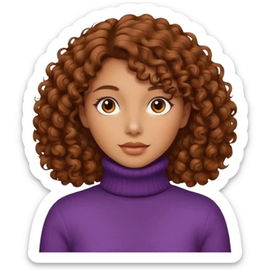 Lady with brown curly hair wearing a Turtleneck sweater sticker