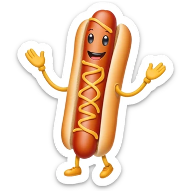 Smiling hotdog with arms and legs  sticker