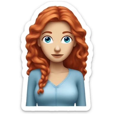 red headed woman with super long hair and blue eyes face palming  sticker
