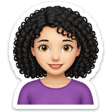 Menina de cabelo cacheado preto e abaixo do ombro  sticker