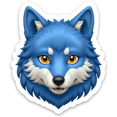 blue wolf head sticker