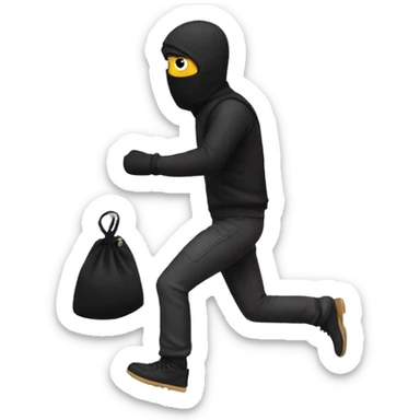 robber running to the left with a black bag sticker