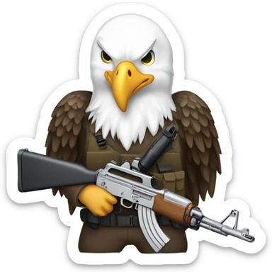 Bald eagle holding ak47 with talons sticker