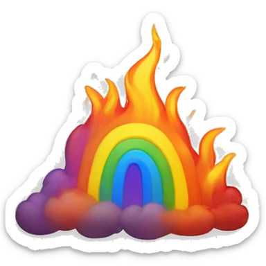 rainbow fire  sticker