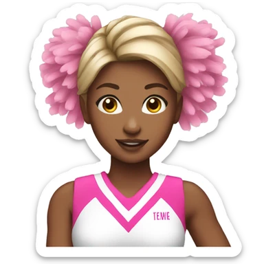 a cheerleader girl with pink pom poms sticker