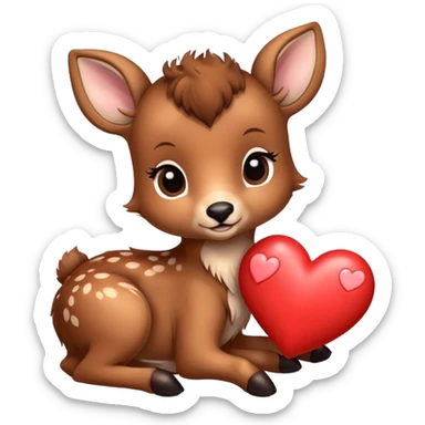 Baby deer with a heart sticker