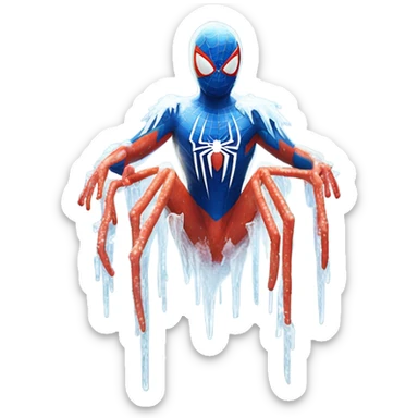 Spider-Man with icicles all over him sticker