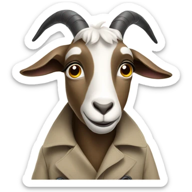 Goat wearing a trench coat  sticker