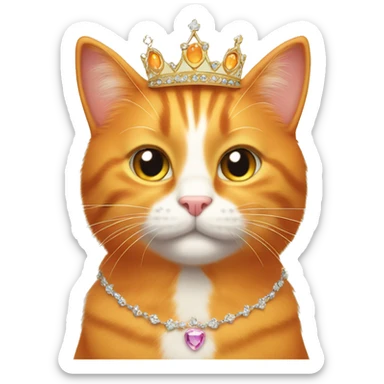 All orange cat with tiara sticker