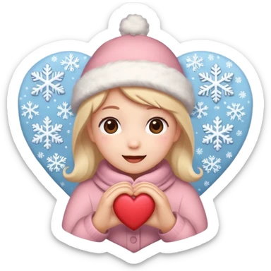 A kawaii Christmas emoji sticker, cozy winter vibes, soft colors, snowflakes, heart symbols, warm smile, cute and gentle style, festive and romantic.
 sticker