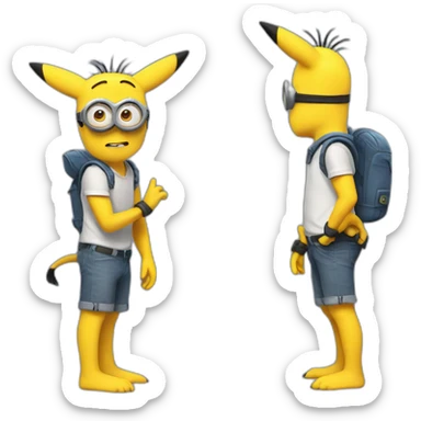 Minion with Pikachu ears and tail sticker