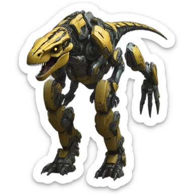 Tyrannosaurus Mech Warrior，full body，upward view，cyberpunk style sticker