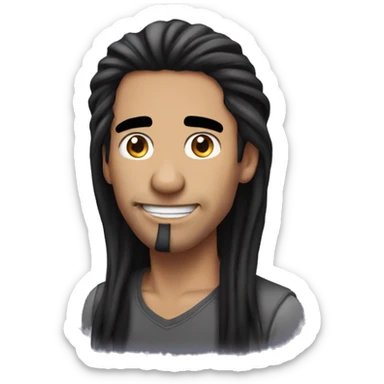 Man with long black hair and a nose ring playing on iPhone sticker