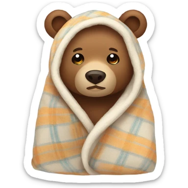bear cozy in blanket sticker