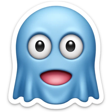 Sky Blue Pacman ghost character with big eyes sticker