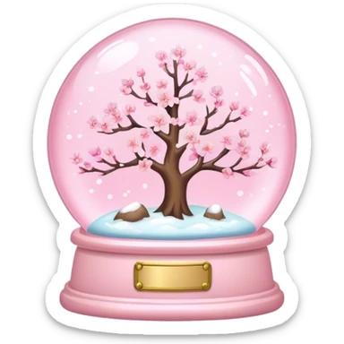 Pastel pink snow globe，Cherry blossom，flash sticker