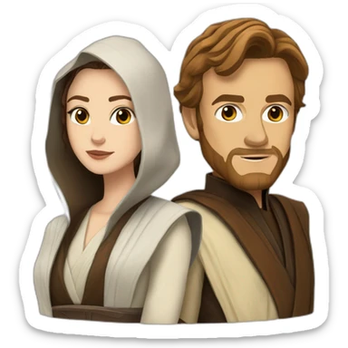 Kenobi and padmé sticker