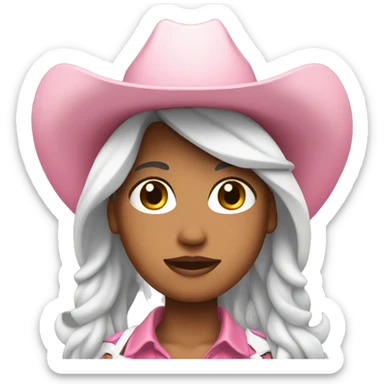 White pink cowgirl with black hair sticker