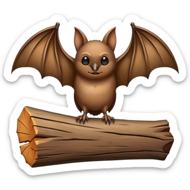 a piece of wood with a bat perched on it sticker