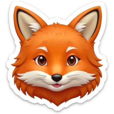 cute red fox face, heart eyes, lush fur, emoji style sticker