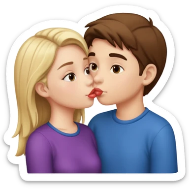 boy and girl kissing sticker