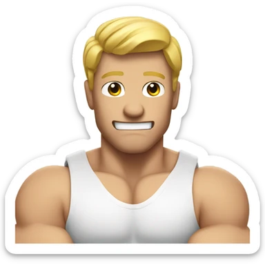 white man flexing muscles sticker