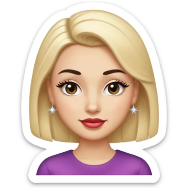 A face with one raised brow, a smirk, and a wink. Long fake lashes, gloss that glows.  Maybe a tilted head pose with a hand-on-hip silhouette or a tiny sparkle accent to emphasize confidence. sticker