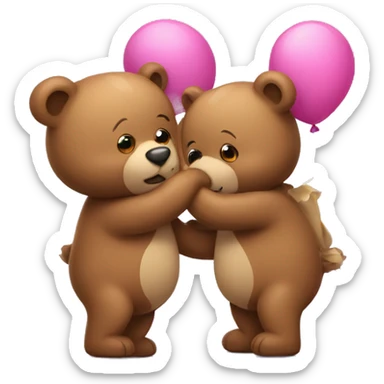 Bears kissing with balloon sticker
