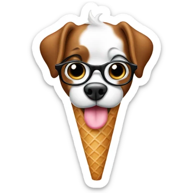 Dog with glasses eating cone sticker