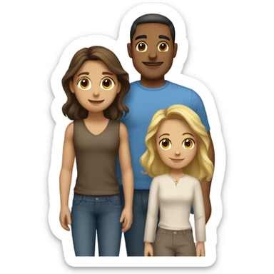 Puerto rican beard short brown hair  husband with blond long hair wife and brown long hair daughter Family  sticker